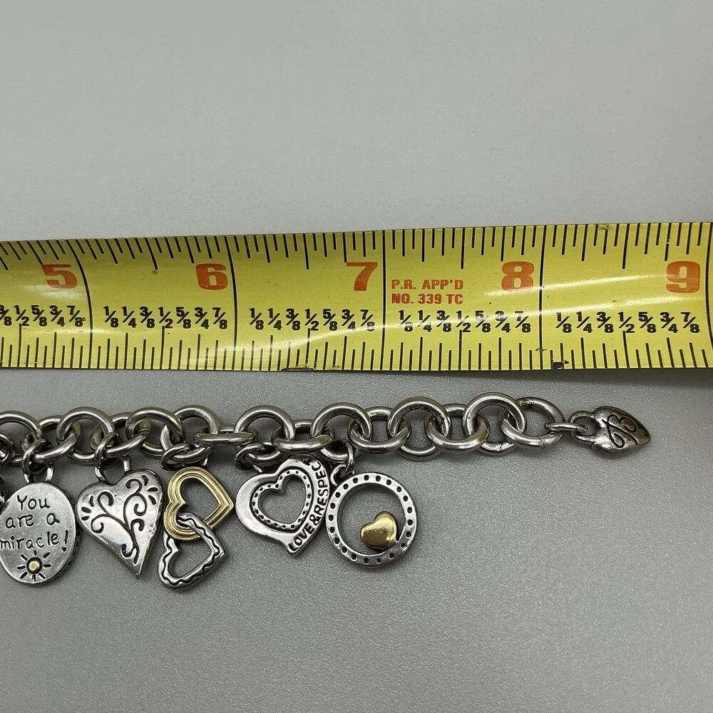 Brighton Womens Watch 27mm Pink Heart Dial Charm Bracelet New Battery 8